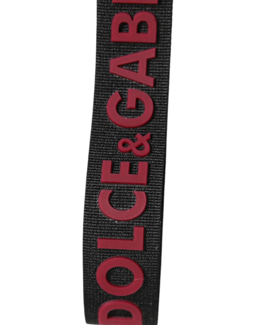 Dolce & Gabbana Black Red DG Logo Polyester Silver Men Keychain Keyring - Keychains