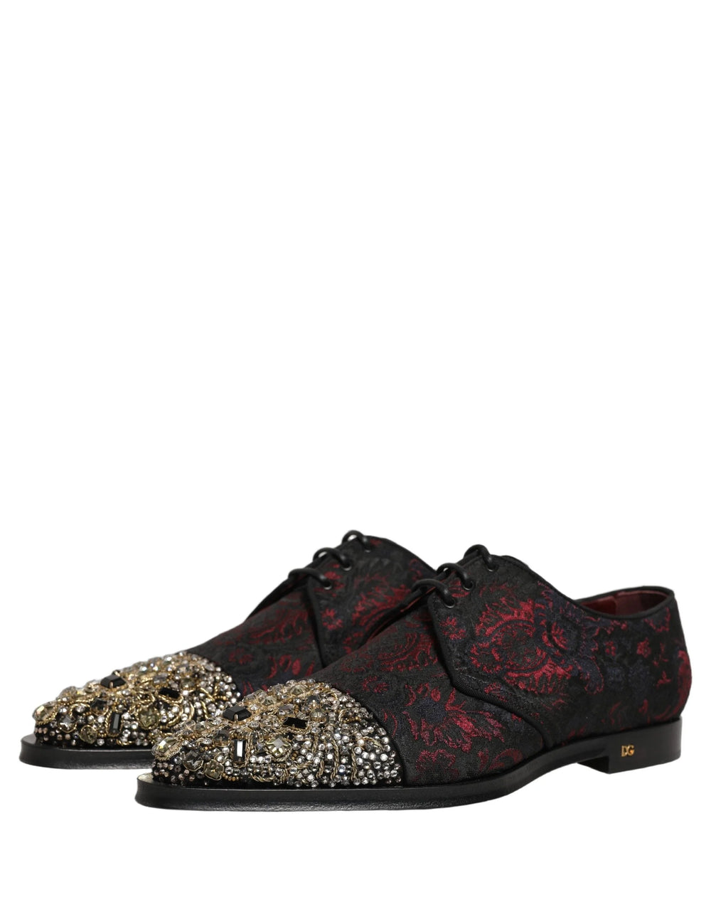 Dolce & Gabbana Black Red Embellished Derby Dress Formal Shoes - EU44/US11
