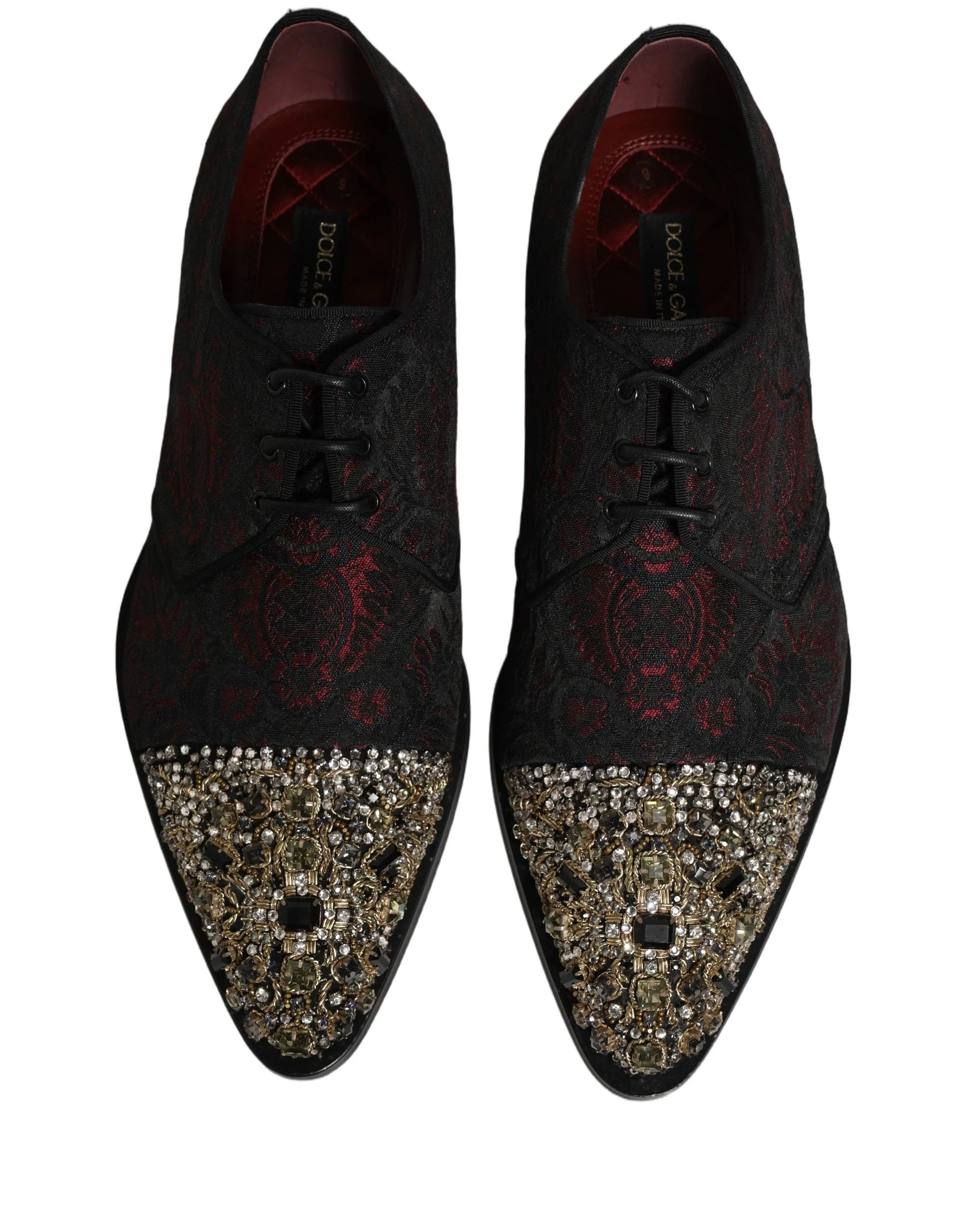 Dolce & Gabbana Black Red Embellished Derby Dress Formal Shoes - EU44/US11