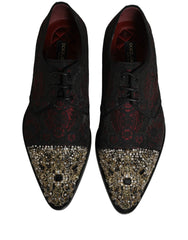 Dolce & Gabbana Black Red Embellished Derby Dress Formal Shoes - EU44/US11