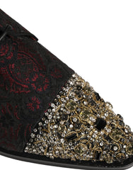 Dolce & Gabbana miesten mustat Derby-kengät, joissa on punaiset kristallikoristeet ja nauhoitettu etuosa.