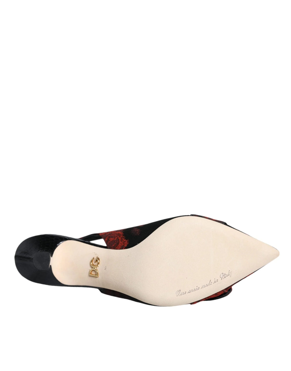 Dolce & Gabbana Black Red Floral Crystal Heel Slingback Shoes - Heels