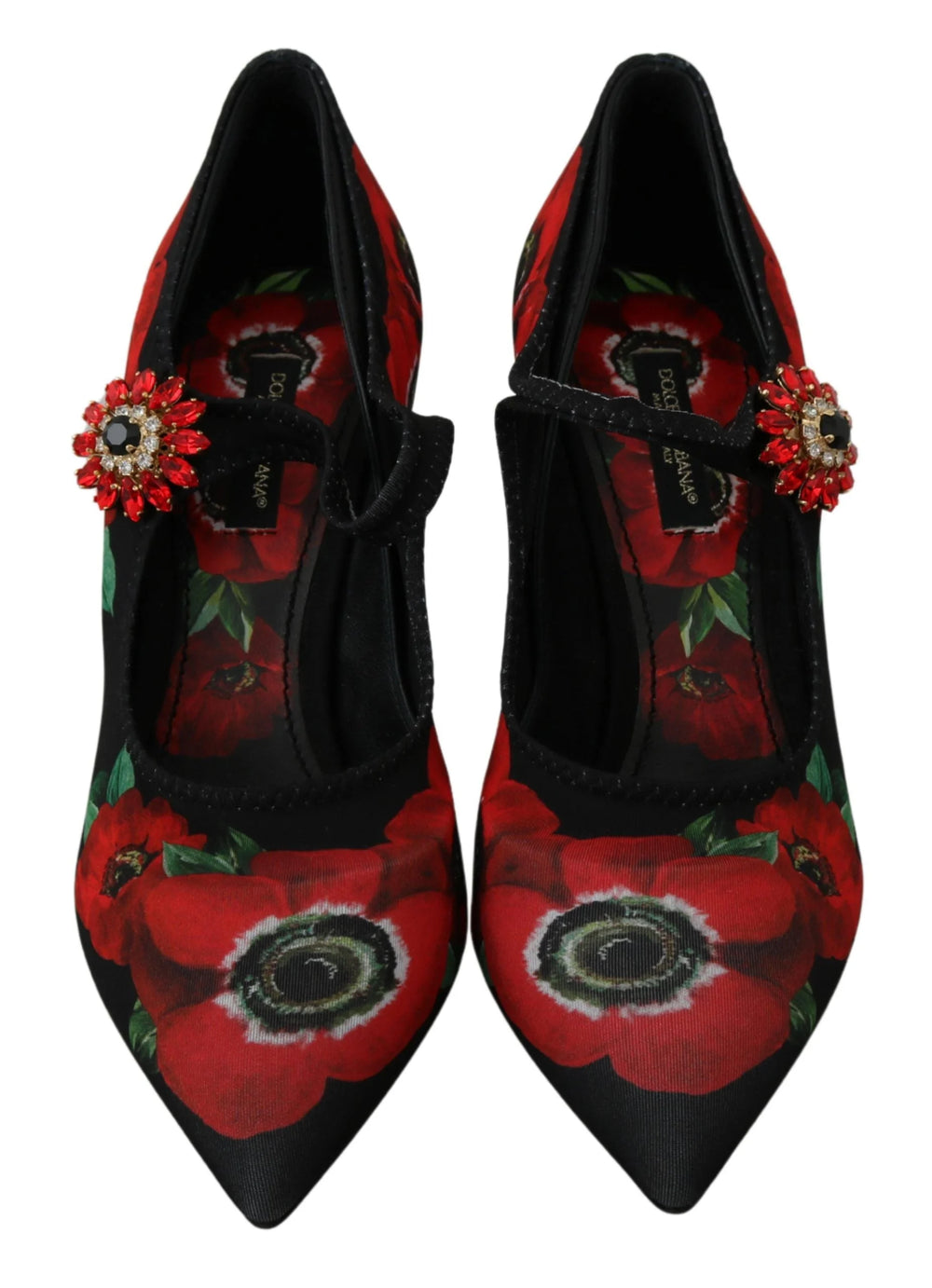 Dolce & Gabbana Black Red Floral Mary Janes Pumps Shoes - EU36/US5.5 - Heels