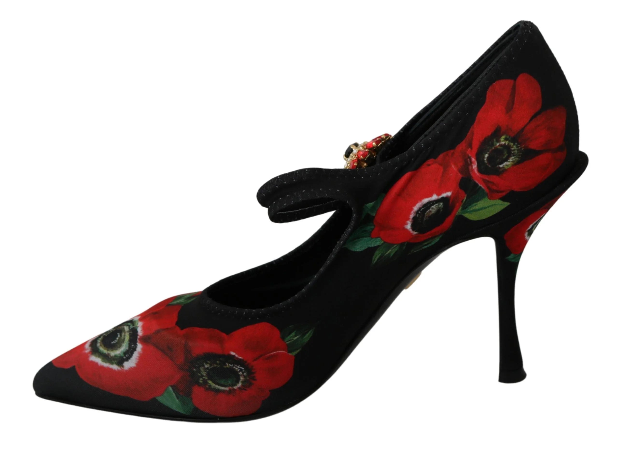 Dolce & Gabbana Black Red Floral Mary Janes Pumps Shoes - EU36/US5.5 - Heels