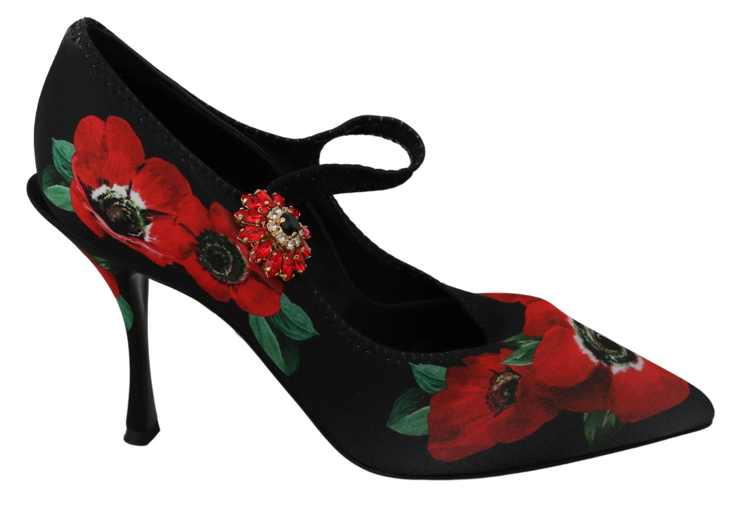 Dolce & Gabbana Black Red Floral Mary Janes Pumps Shoes - EU36/US5.5 - Heels