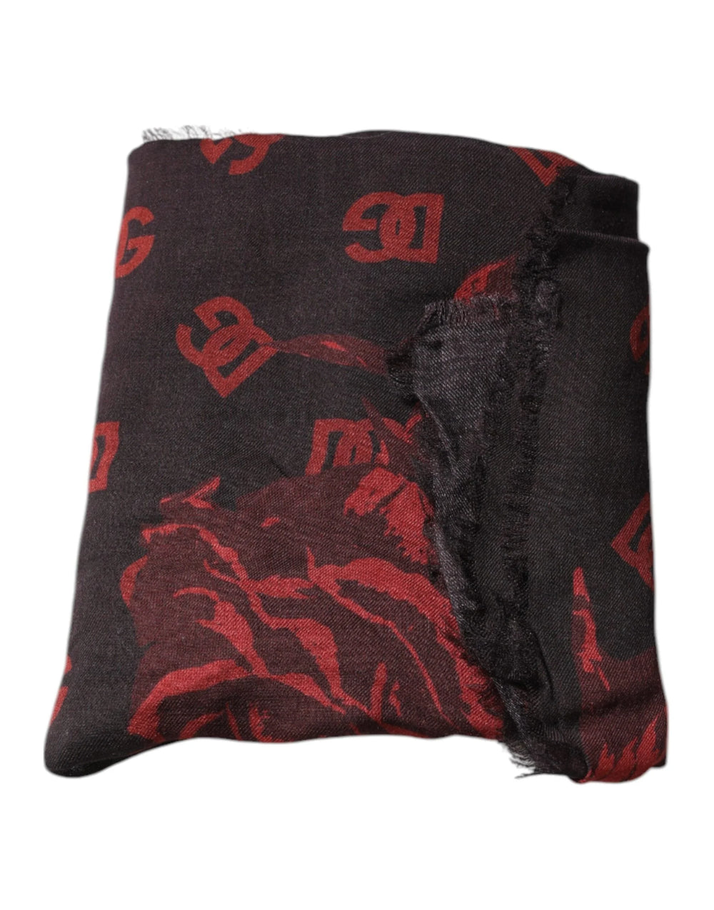 Dolce & Gabbana Black Red Floral Modal Wrap Shawl Scarf - Scarves & Shawls