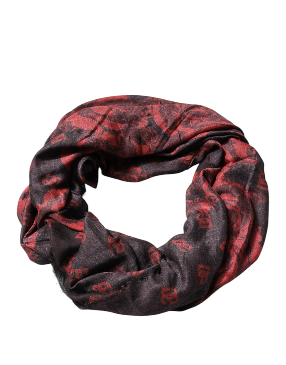 Dolce & Gabbana Black Red Floral Modal Wrap Shawl Scarf - Scarves & Shawls