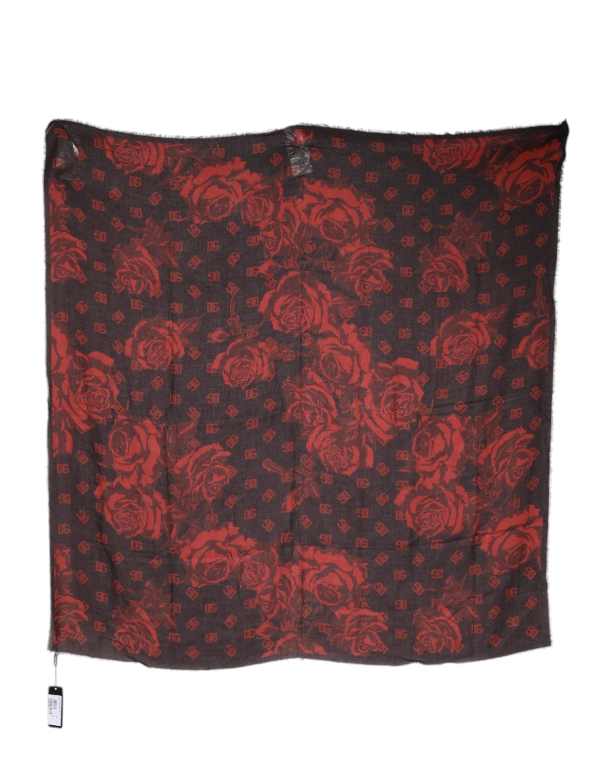 Dolce & Gabbana Black Red Floral Modal Wrap Shawl Scarf - Scarves & Shawls