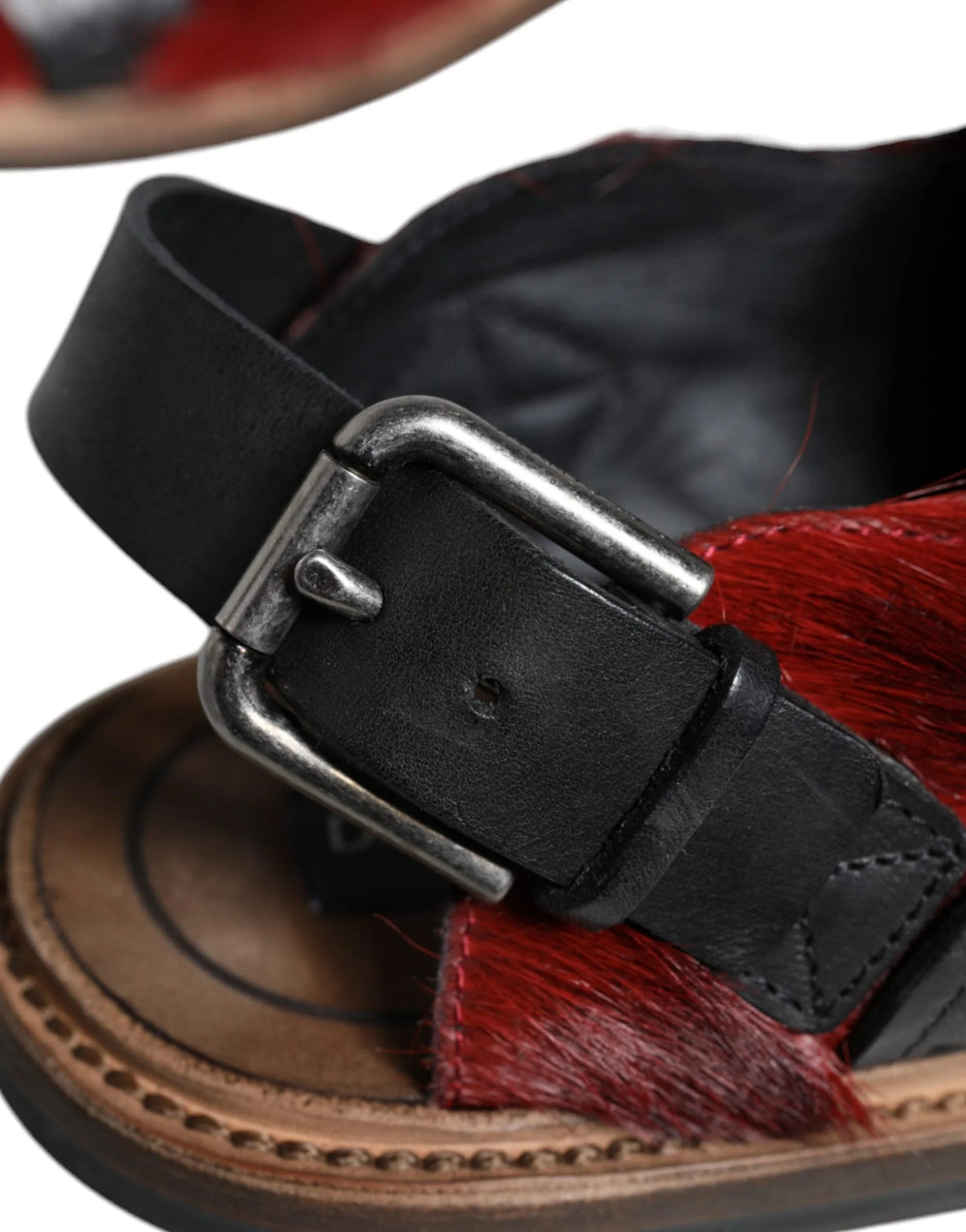 Dolce & Gabbana Black Red Gazelle Hair Leather Sandals Shoes - EU43/US10 - Sandals