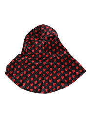 Dolce & Gabbana Black Red Hearts Polyester Hat - 57 cm|S - Sun Hats