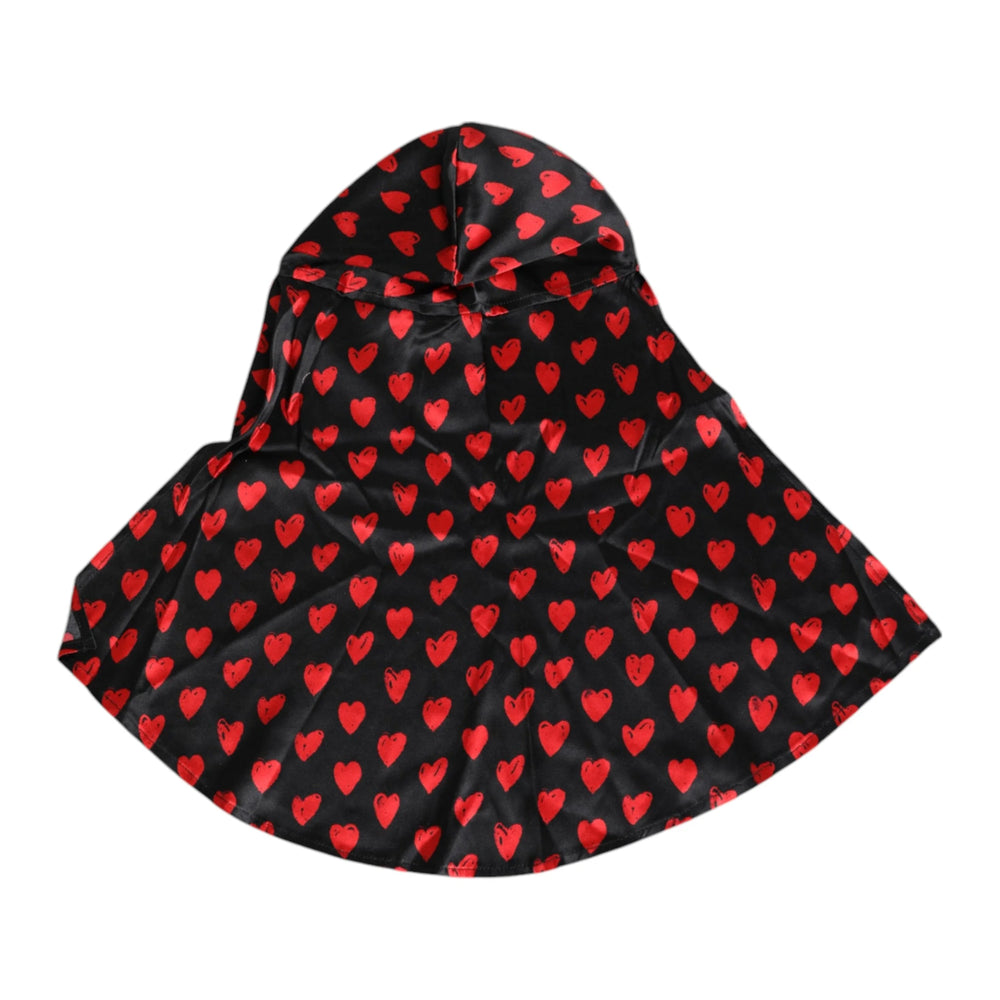 Dolce & Gabbana Black Red Hearts Polyester Hat - 57 cm|S - Sun Hats