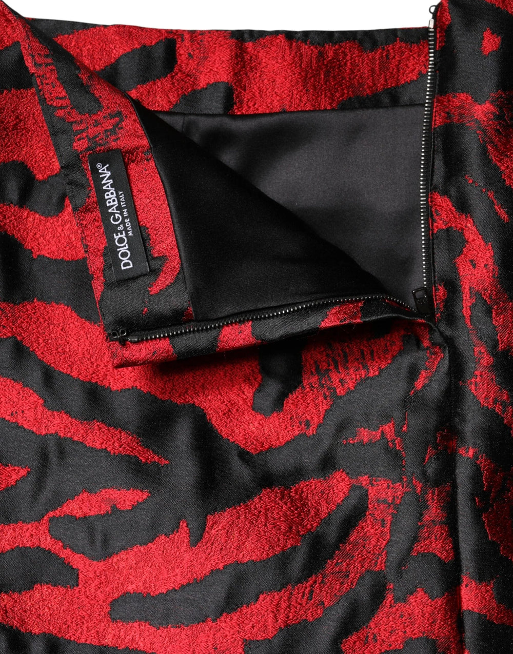 Dolce & Gabbana Black Red Jacquard High Waist Mini Skirt - IT46|XL