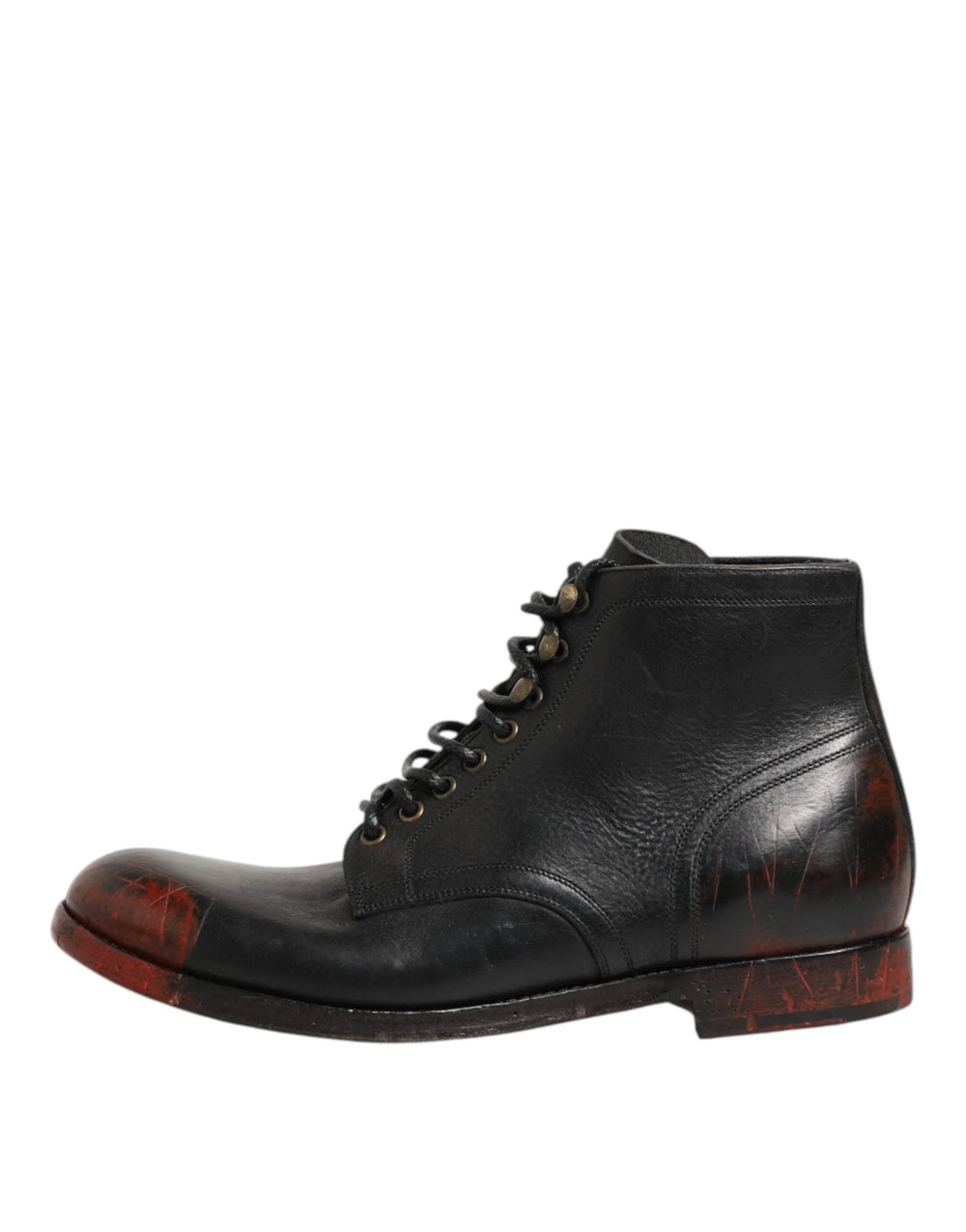 Dolce & Gabbana Black Red Lace Up Short Ankle Boot Shoes - EU41.5/US8.5