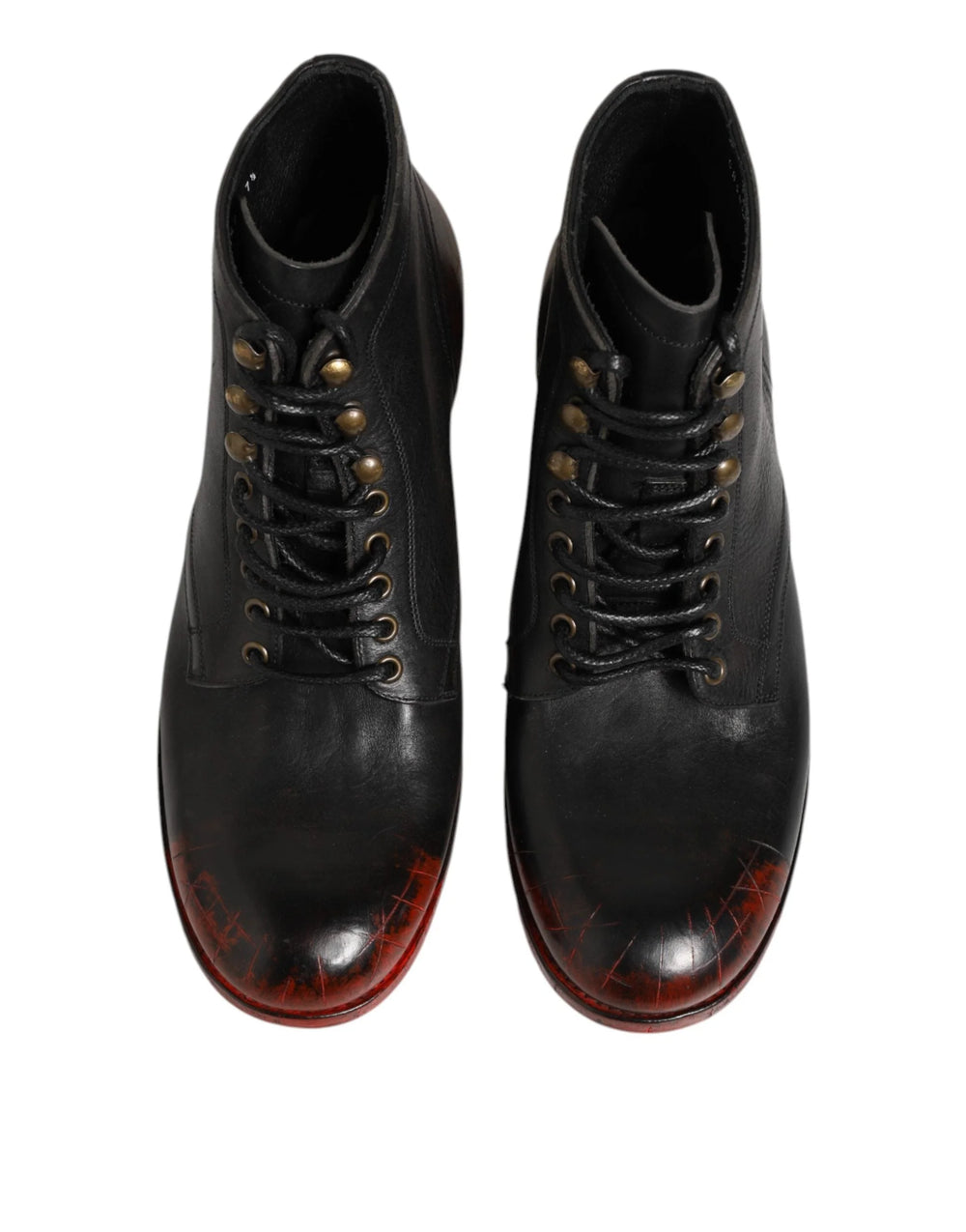 Dolce & Gabbana Black Red Lace Up Short Ankle Boot Shoes - EU41.5/US8.5