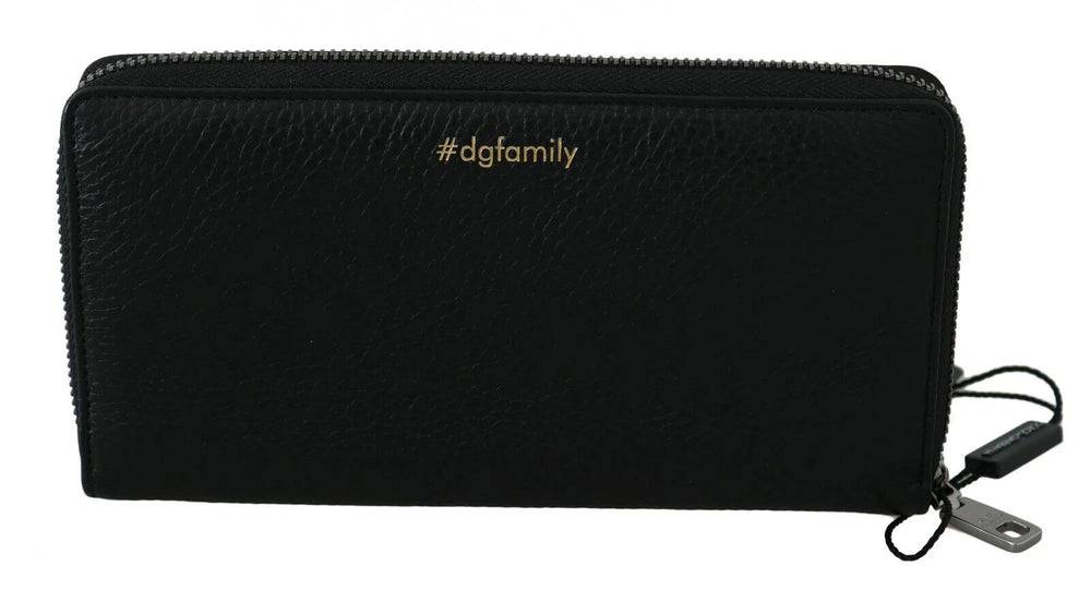 Dolce & Gabbana Black Red Leather #DGFAMILY Zipper Continental Wallet - Wallets