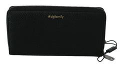 Dolce & Gabbana Black Red Leather #DGFAMILY Zipper Continental Wallet - Wallets