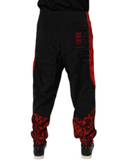 Dolce & Gabbana Black Red Leopard Jogger Sweatpants Pants - Joggers