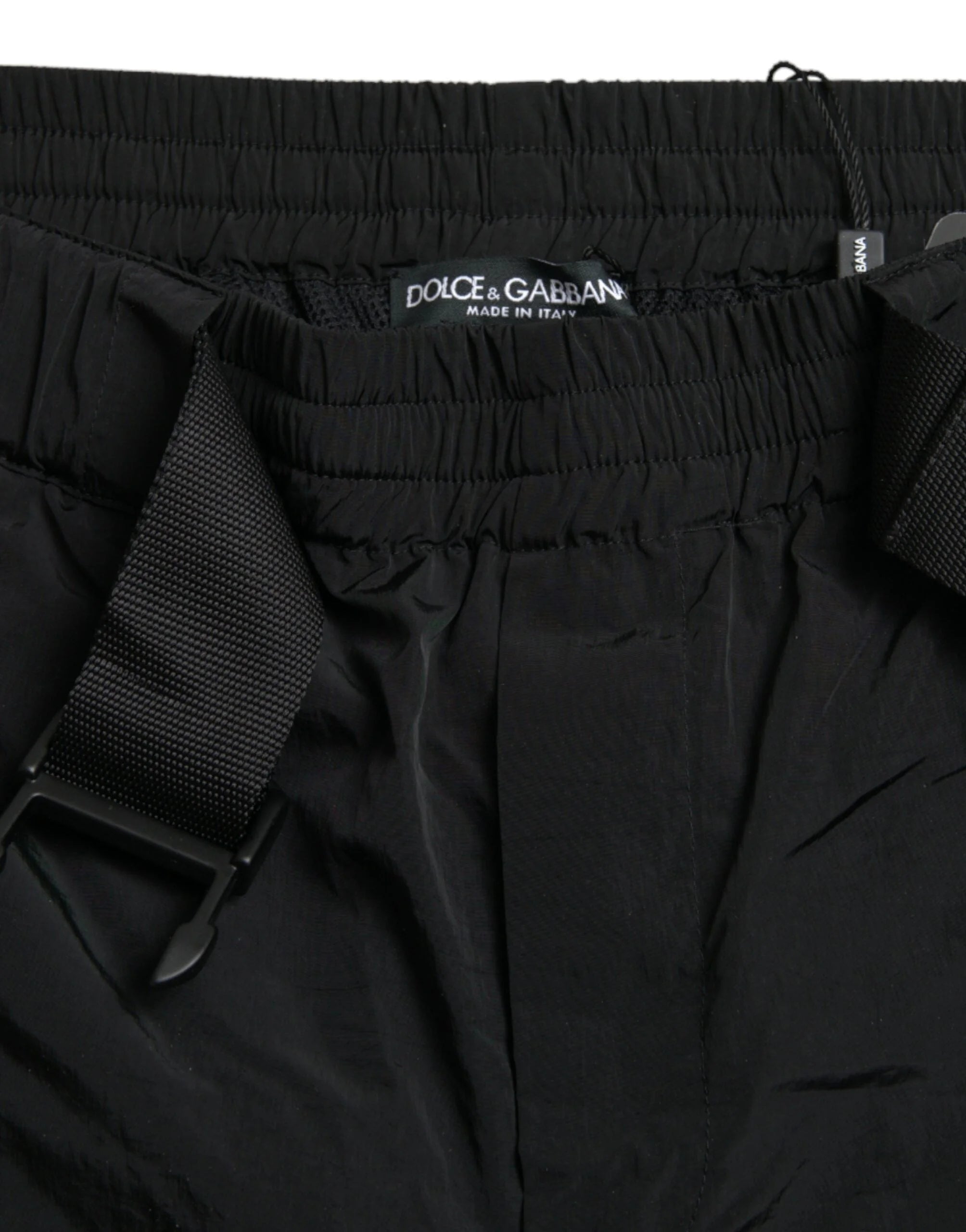 Dolce & Gabbana Black Red Leopard Print Nylon Jogger Pants - Joggers