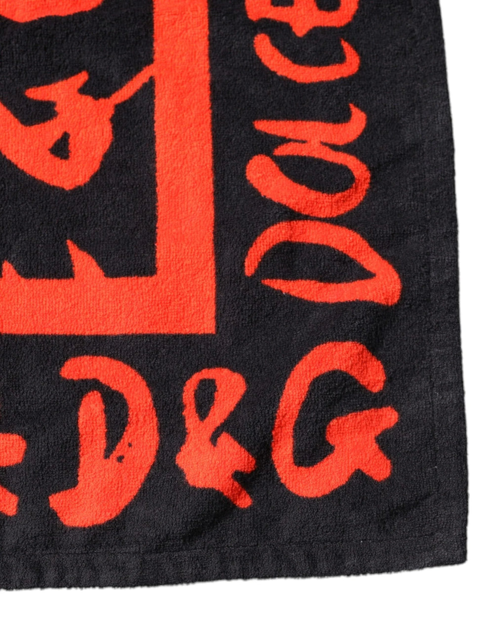 Dolce & Gabbana Black Red Logo Print Cotton Beach Towel - Beach Towels