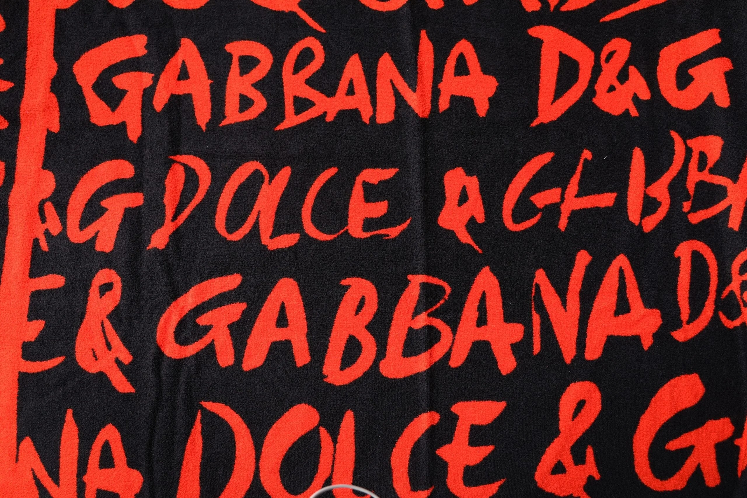 Dolce & Gabbana Black Red Logo Print Cotton Beach Towel - Beach Towels