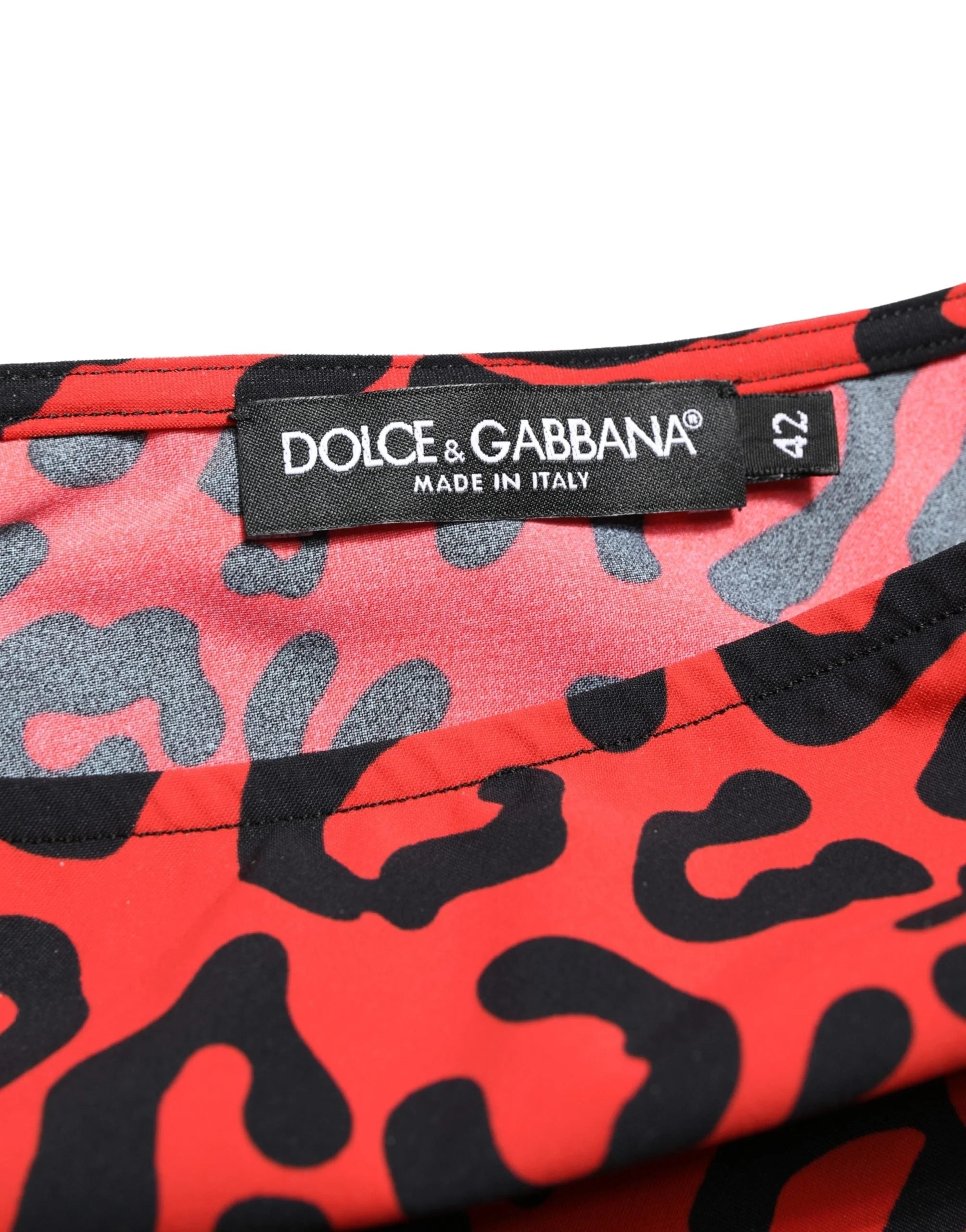 Dolce & Gabbana Μαύρο Jumpsuit από Νάιλον με Λεοπάρδιν Μοτίβο Κόκκινο - IT42|M