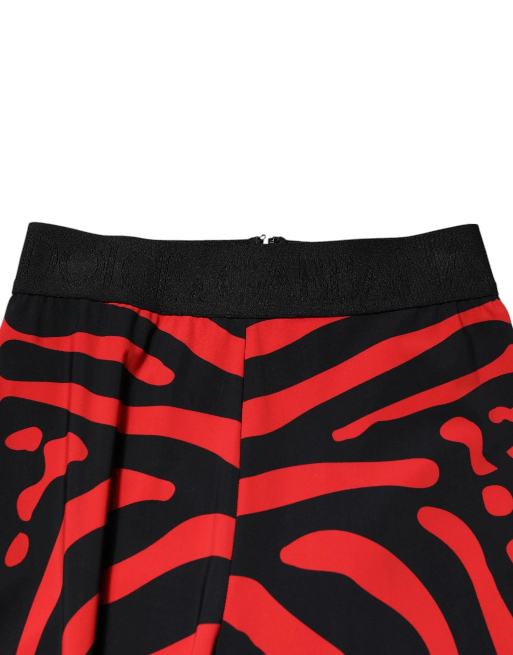 Dolce & Gabbana Black Red Nylon Logo Waisted Leggings Pants - IT40|S