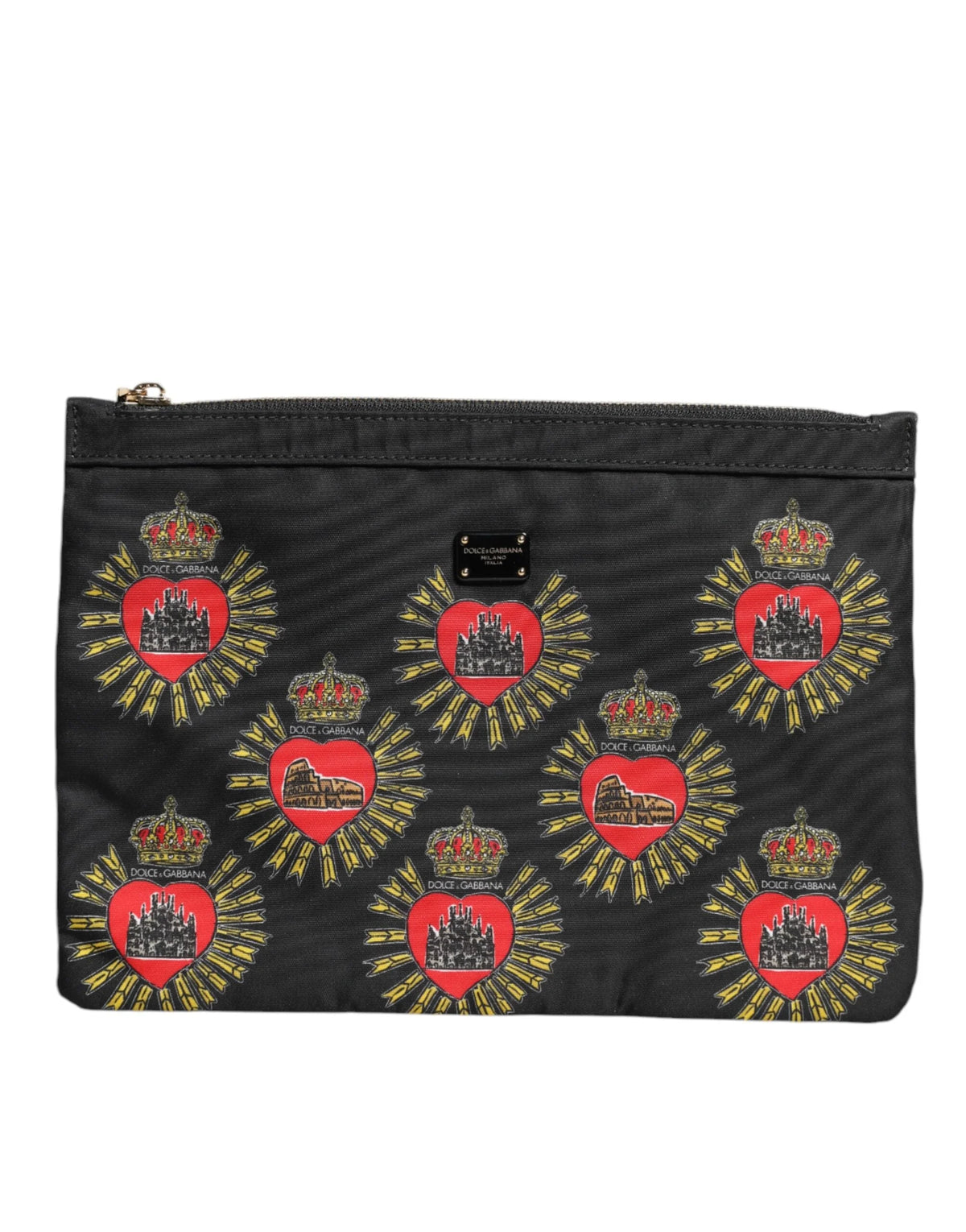 Dolce & Gabbana Black Red Nylon Sacred Heart Clutch Pouch Bag - Clutch Bags