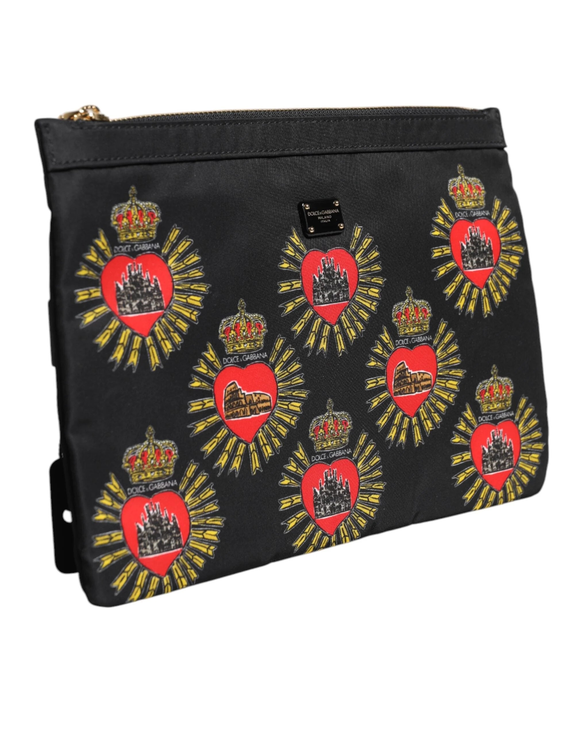 Dolce & Gabbana Black Red Nylon Sacred Heart Clutch Pouch Bag - Clutch Bags