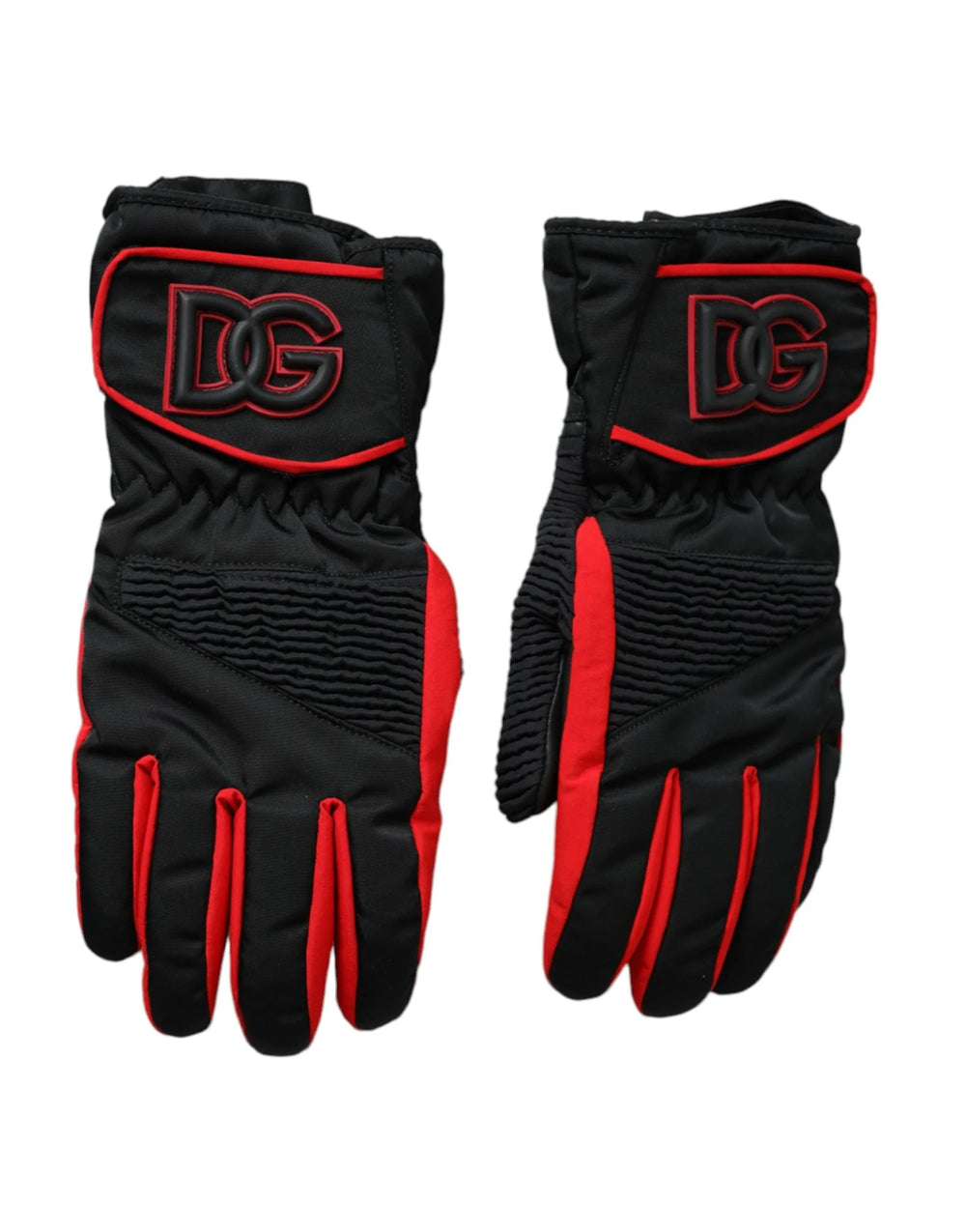 Dolce & Gabbana Black Red Nylon Wrist Length Gloves - 7.5 | S - Gloves & Mittens