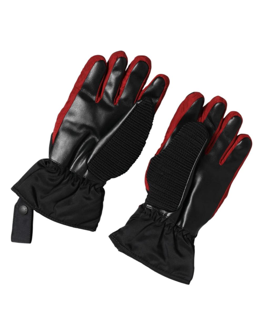 Dolce & Gabbana Black Red Nylon Wrist Length Mitten Gloves - 8.5|S