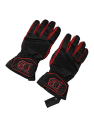 Dolce & Gabbana Black Red Nylon Wrist Length Mitten Gloves - 8.5|S