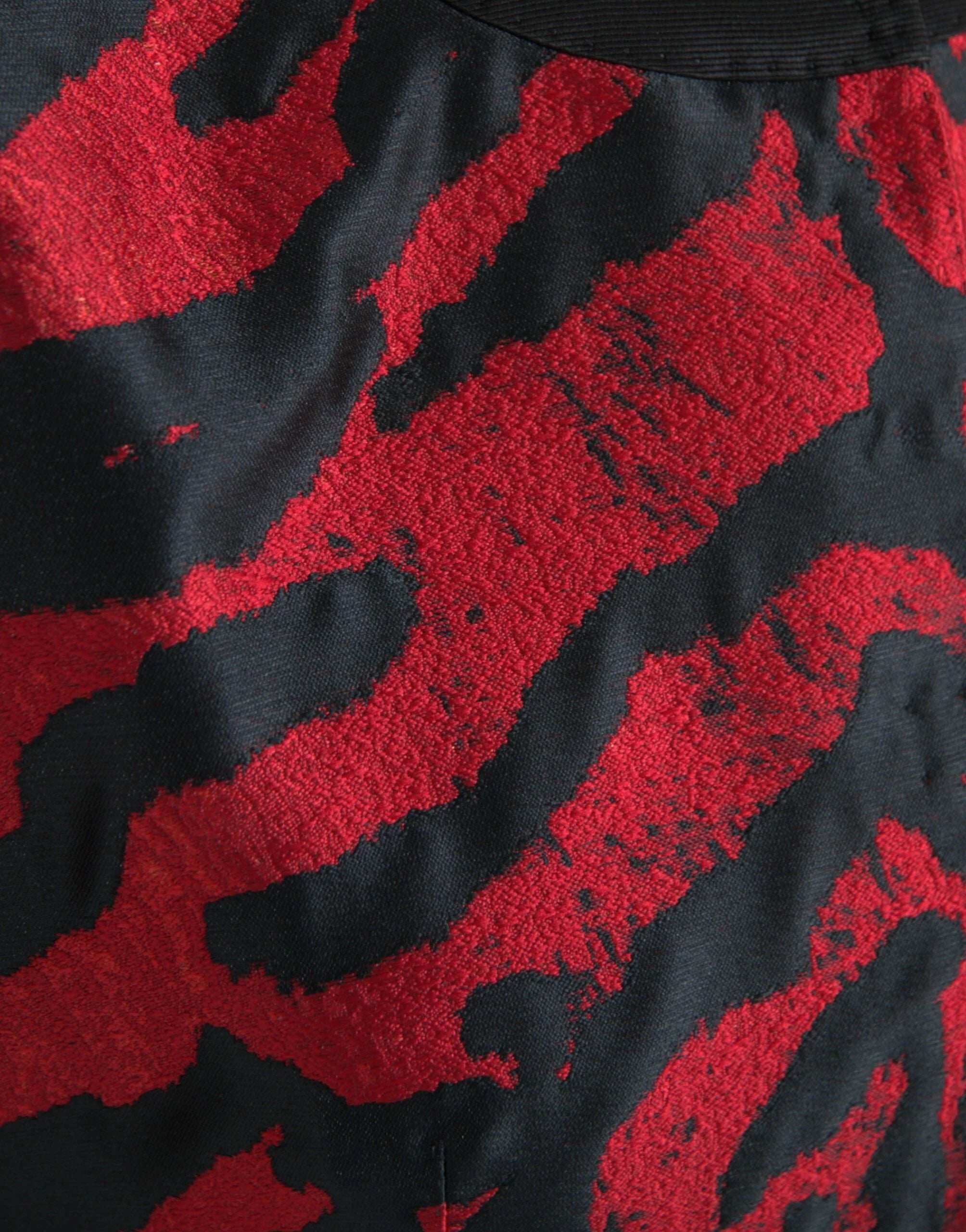 Dolce & Gabbana Black Red Patterned Cropped Coat Jacket - Sport Jackets