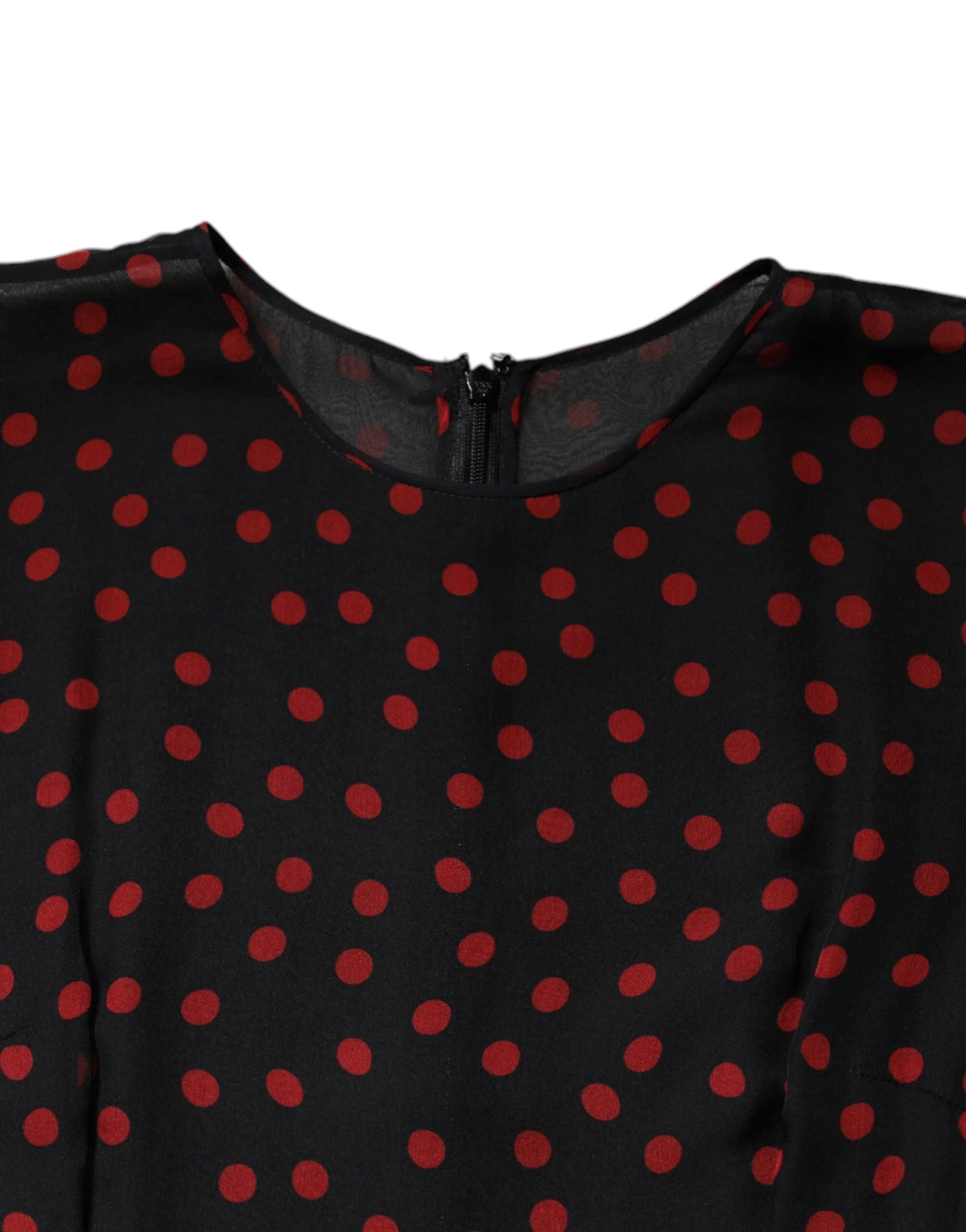 Dolce & Gabbana Black Red Polka Dot Silk Layered Midi Dress - IT40|S - Dresses