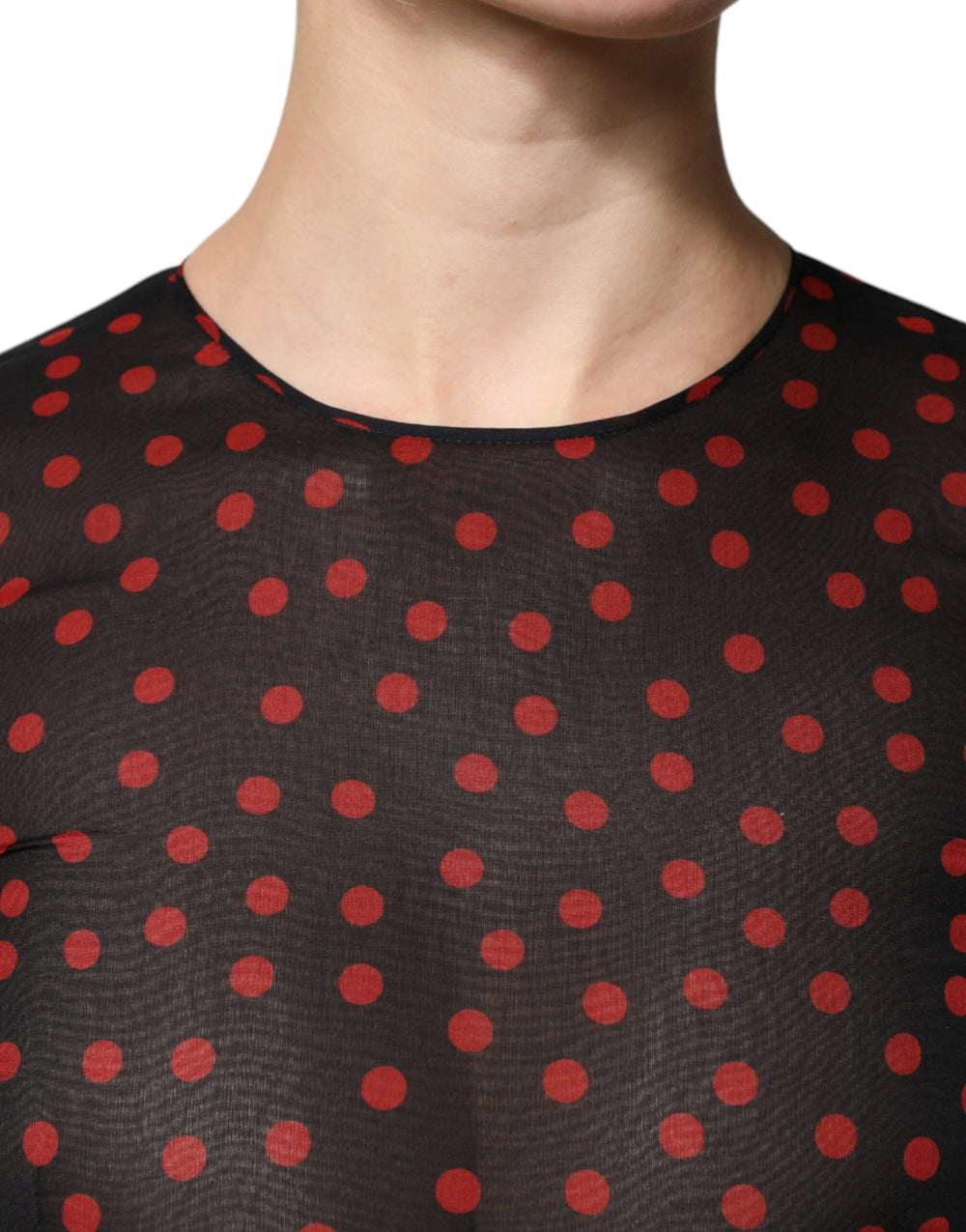 Dolce & Gabbana Black Red Polka Dot Silk Layered Midi Dress - IT40|S - Dresses