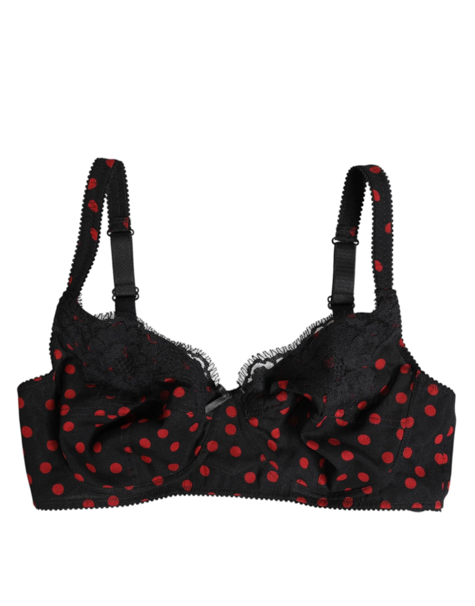 Dolce & Gabbana Black Red Polka Dot Underwired Balconette Underwear - Bras