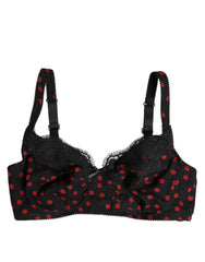 Dolce & Gabbana Black Red Polka Dot Underwired Balconette Underwear - Bras