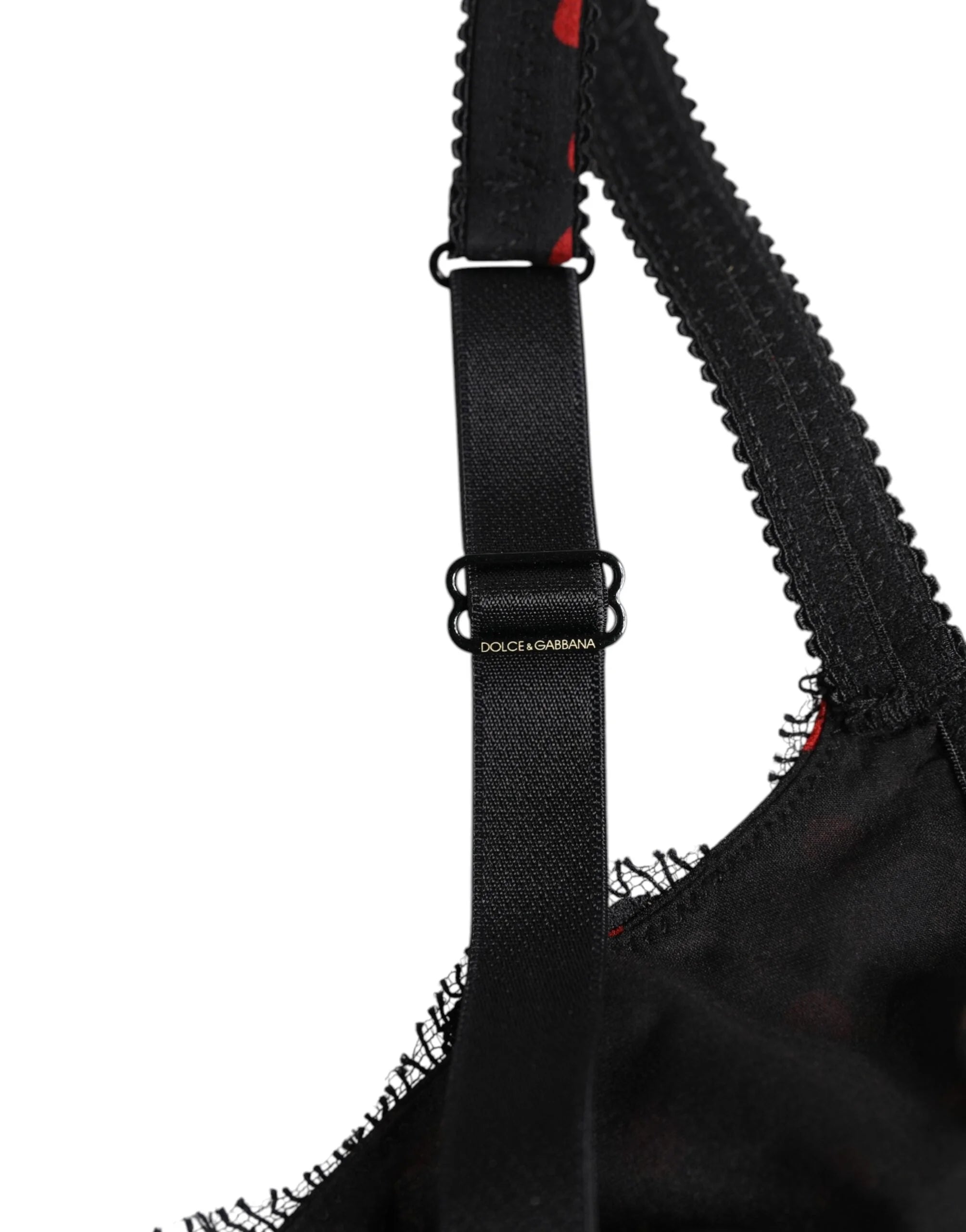 Dolce & Gabbana Black Red Polka Dot Underwired Balconette Underwear - Bras