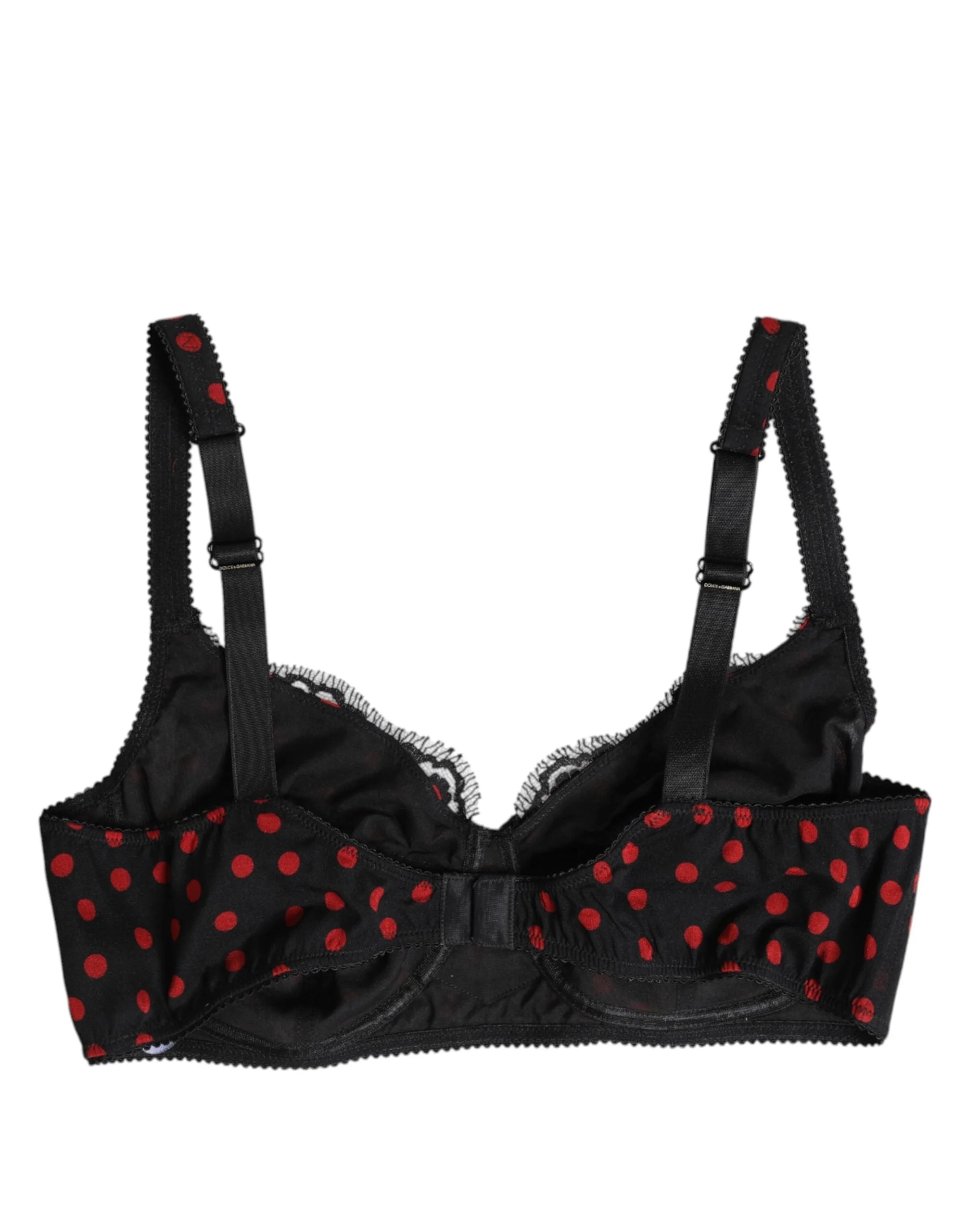 Dolce & Gabbana Black Red Polka Dot Underwired Balconette Underwear - Bras