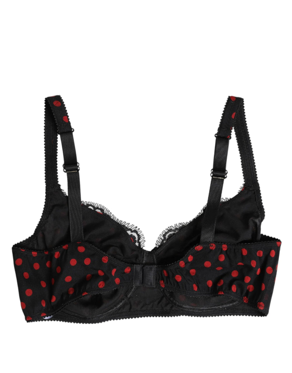 Dolce & Gabbana Black Red Polka Dot Underwired Balconette Underwear - Bras