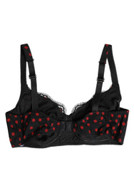Dolce & Gabbana Black Red Polka Dot Underwired Balconette Underwear - Bras