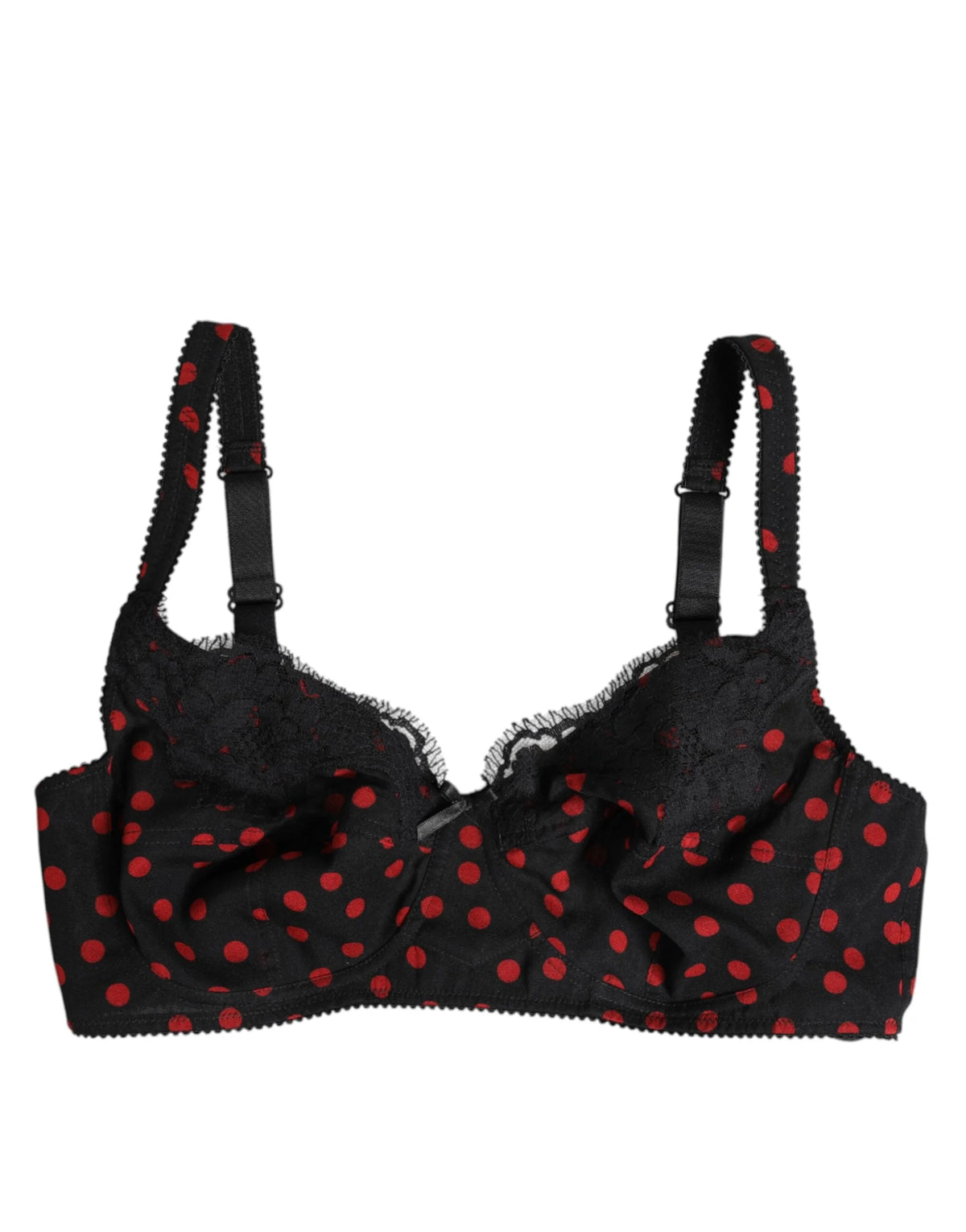Dolce & Gabbana Black Red Polka Dot Underwired Balconette Underwear - Bras