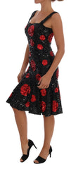Dolce & Gabbana Black Red Polka Sequined Shift Dress - IT40|S - Dresses
