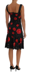 Dolce & Gabbana Black Red Polka Sequined Shift Dress - IT40|S - Dresses