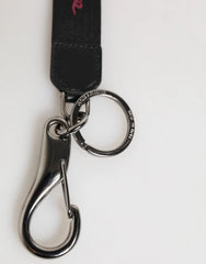 Dolce & Gabbana Black Red Polyester DG Logo Silver Men Keychain Keyring - Keychains