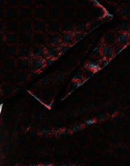 Dolce & Gabbana Black Red Rayon Geometric Pattern Fringe 140cm X 16cm Scarf