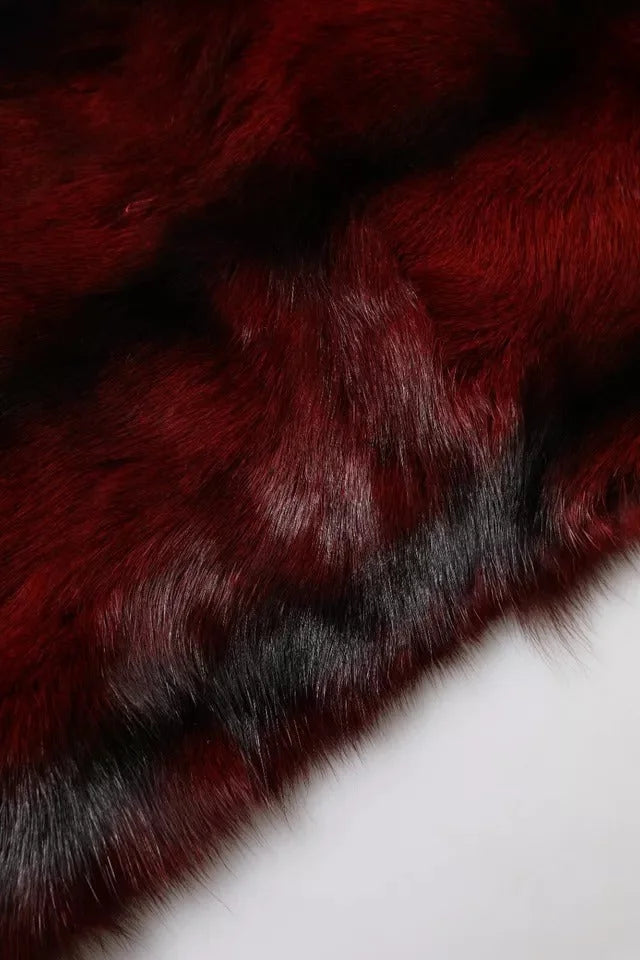 Dolce & Gabbana Black Red Stripe Fur Shawl Neck Wrap Scarf - Scarves & Shawls