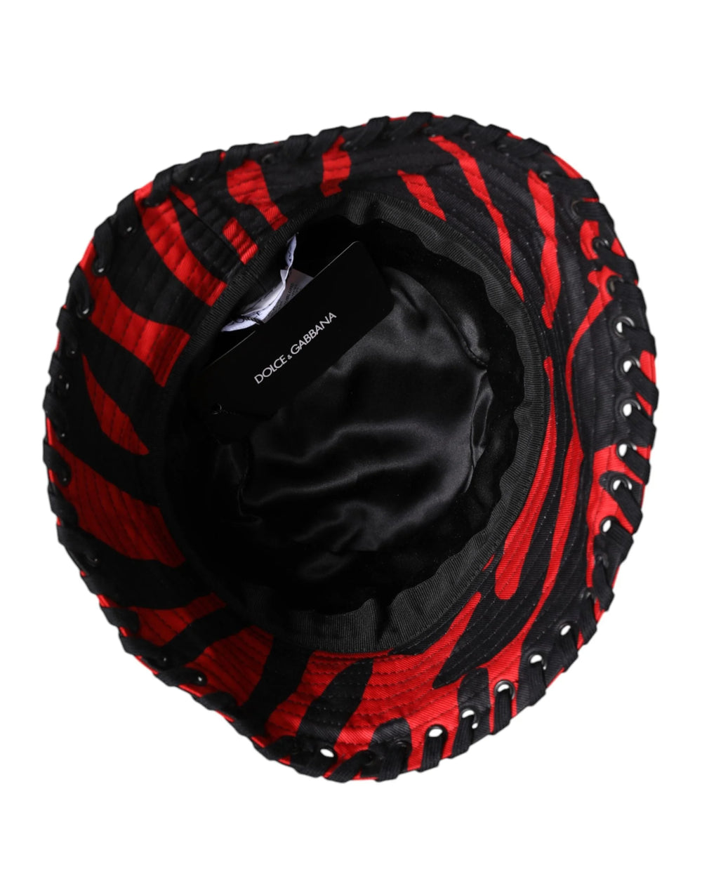 Dolce & Gabbana Black Red Stripe Polyester Wide Brim Bucket Hat - 57 cm|S - Bucket Hats