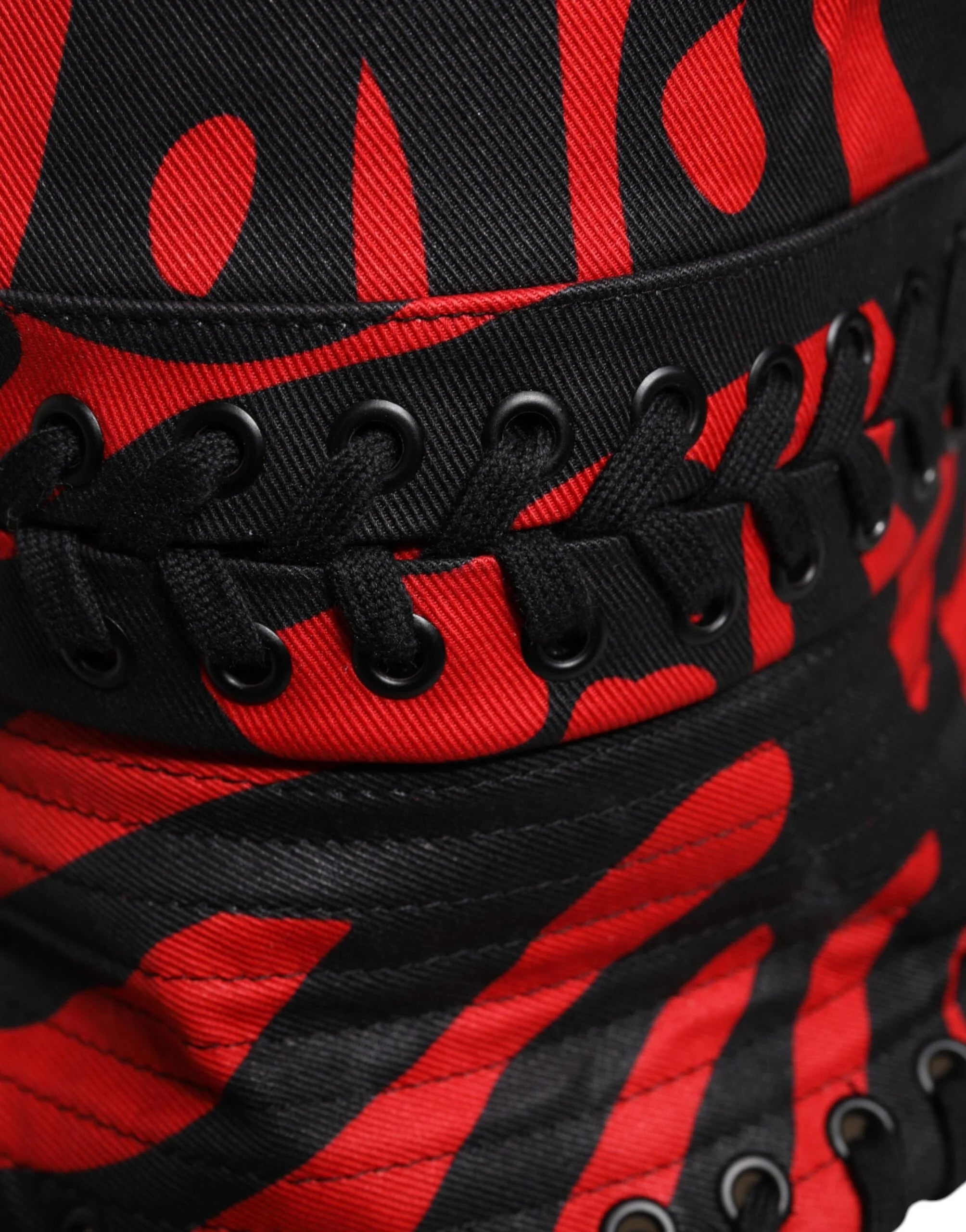 Dolce & Gabbana Black Red Stripe Polyester Wide Brim Bucket Hat - 57 cm|S - Bucket Hats