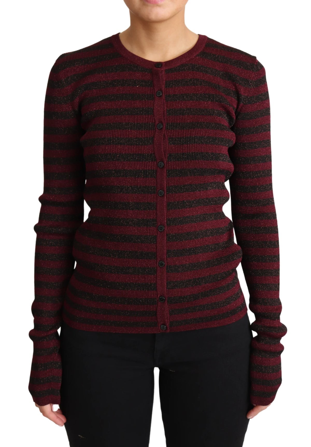 Dolce & Gabbana Black Red Striped Viscose Cardigan Sweater - IT38|XS - Cardigans