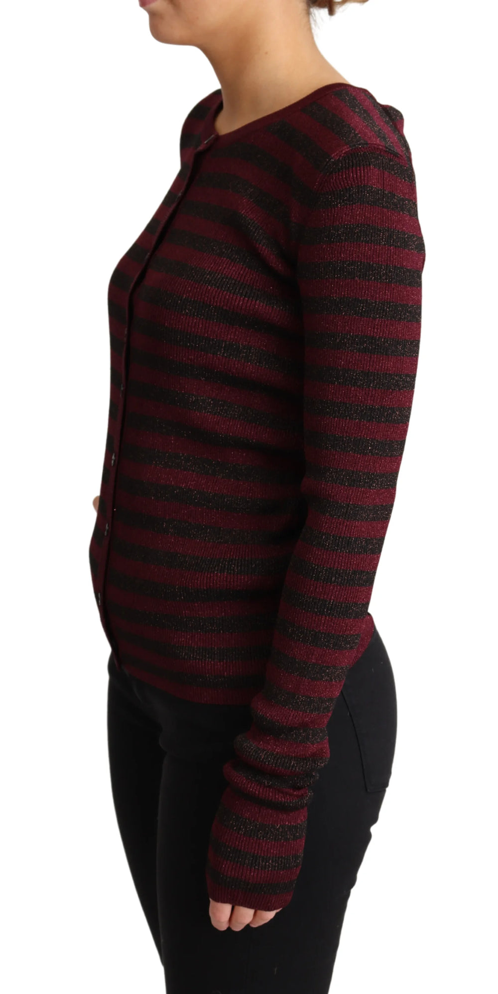 Dolce & Gabbana Black Red Striped Viscose Cardigan Sweater - IT38|XS - Cardigans